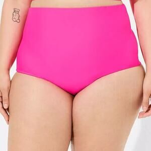 Torrid Plus Size 5 Pink Glo High Waist Smooth Full Coverage Swim Briefs‎ Bottoms